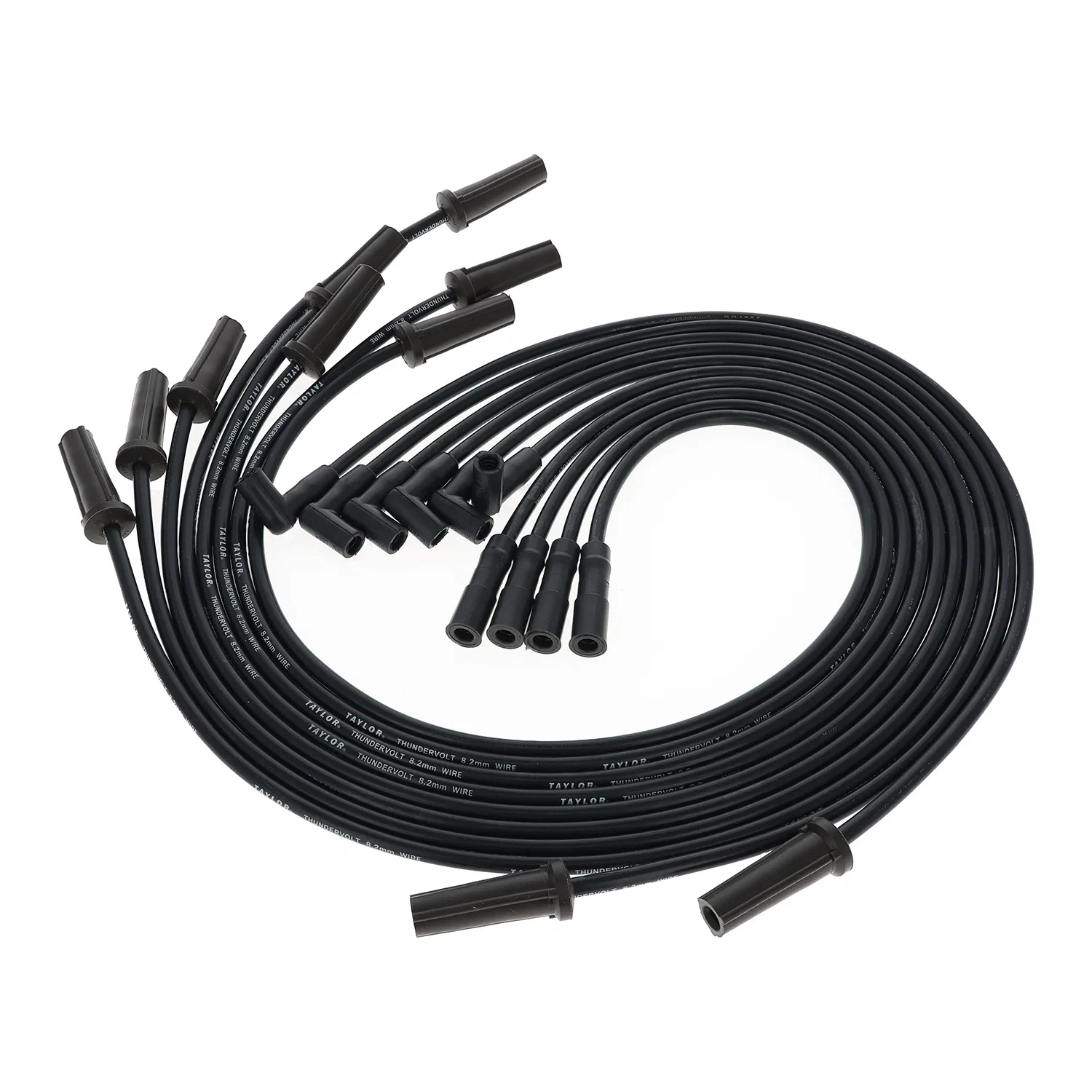 Spark Plug Wire Set Universal 8.2mm Silicone Thundervolt 40 ohm_ft Black 82045